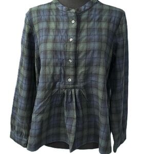 Madewell Button Shirt Peplum Flowy
Academia Green Blue Plaid Women